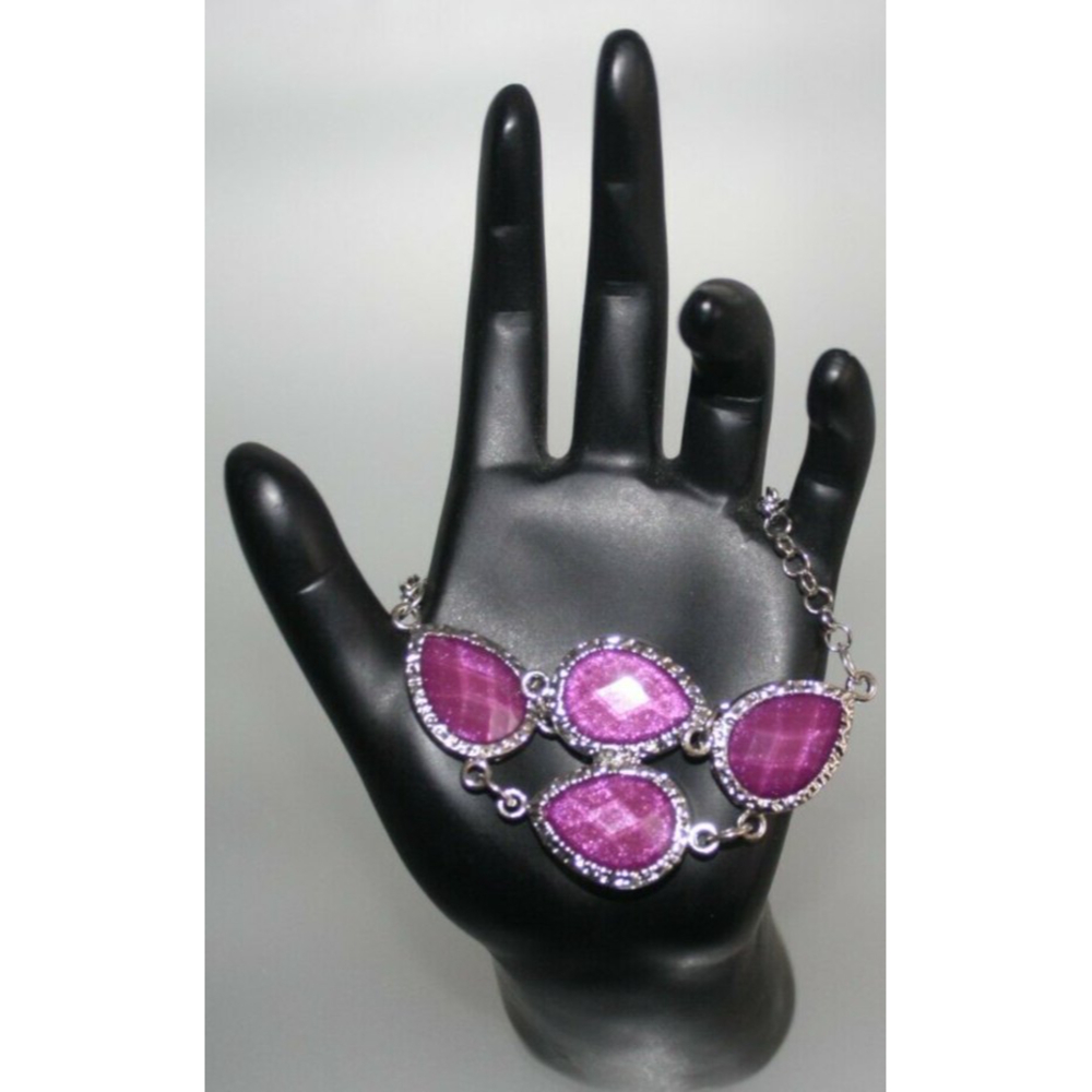 3/$15 Silver Bracelet Purple Stone Women's Fashion Jewelry Beauty New
